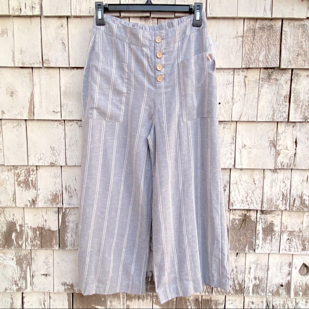 Lauren Conrad Wide Legs Crop Blend Linen Pants
